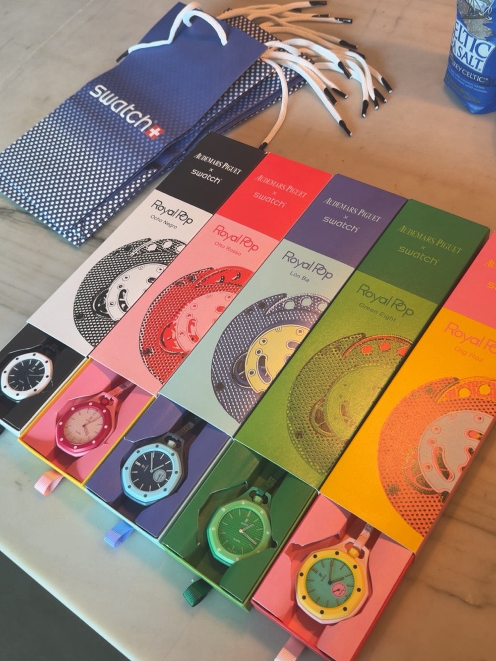 Swatch x AP Royal Pop Pink, Blue, Green, Yellow, Black